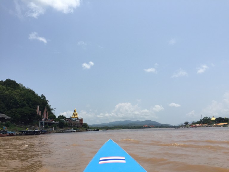 Setting out on our cruise. Thailand on the left, Burma ahead and Laos to the right. 
